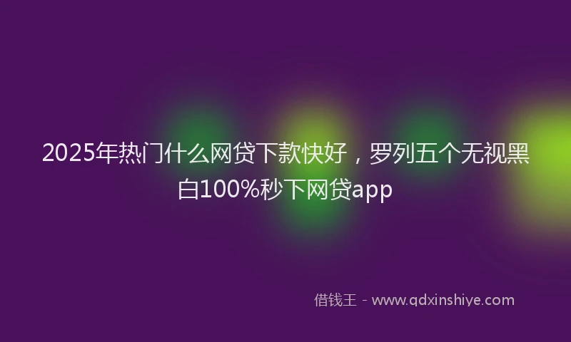 2025年热门什么网贷下款快好，罗列五个无视黑白100%秒下网贷app