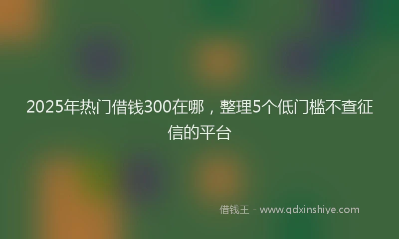 2025年热门借钱300在哪，整理5个低门槛不查征信的平台