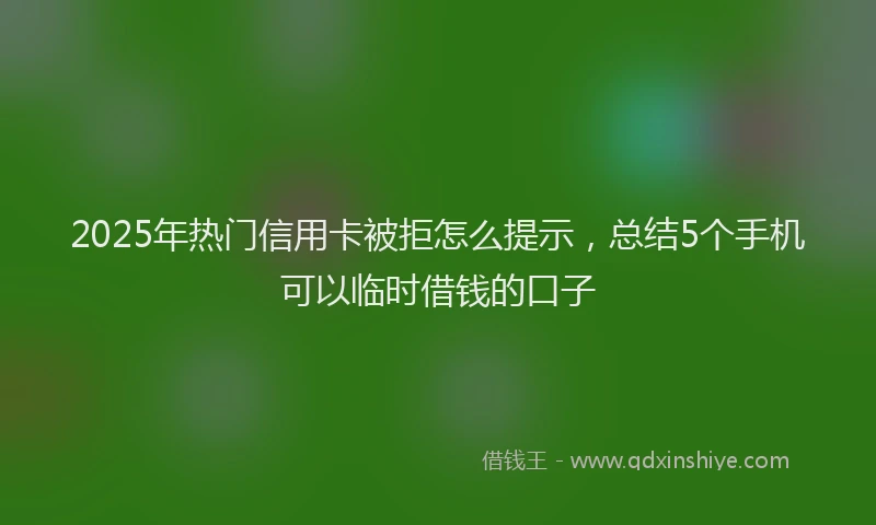 2025年热门信用卡被拒怎么提示，总结5个手机可以临时借钱的口子