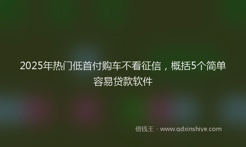 2025年热门低首付购车不看征信，概括5个简单容易贷款软件