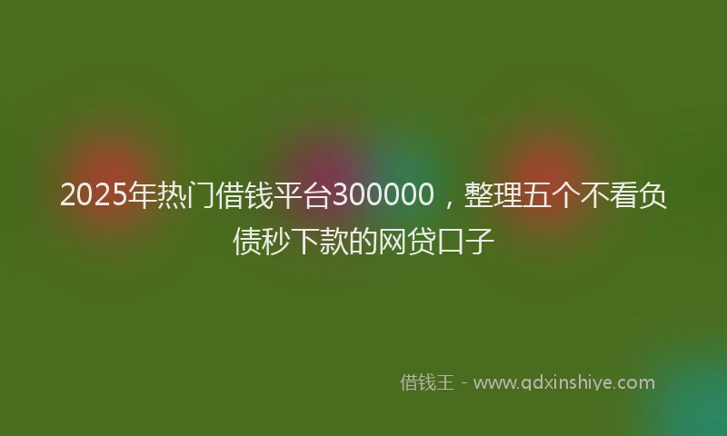 2025年热门借钱平台300000，整理五个不看负债秒下款的网贷口子