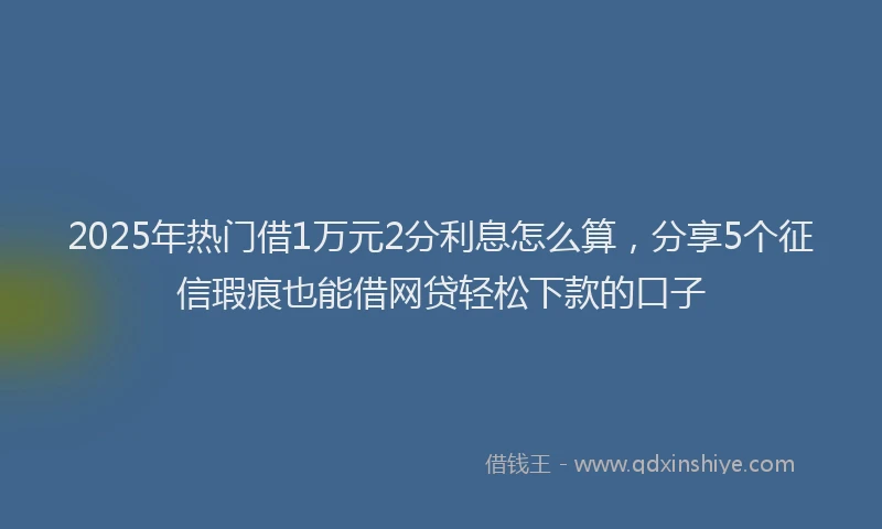 2025年热门借1万元2分利息怎么算，分享5个征信瑕疵也能借网贷轻松下款的口子