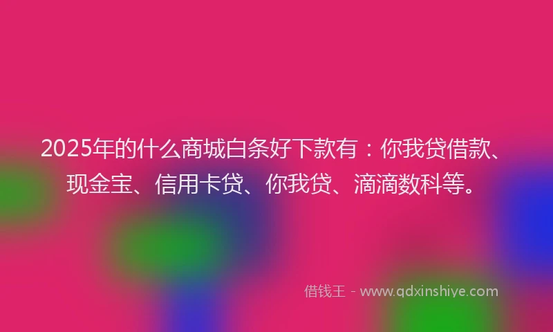 2025年的什么商城白条好下款有：你我贷借款、现金宝、信用卡贷、你我贷、滴滴数科等。