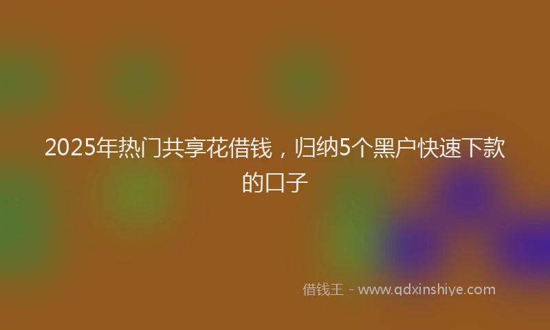 2025年热门共享花借钱，归纳5个黑户快速下款的口子