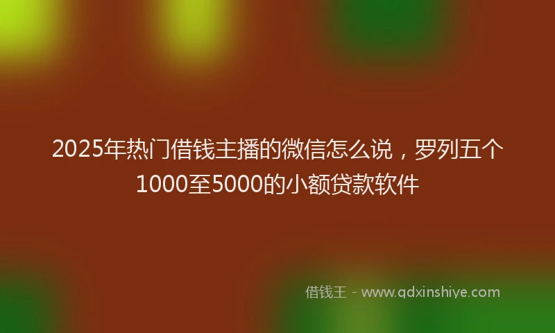 2025年热门借钱主播的微信怎么说，罗列五个1000至5000的小额贷款软件