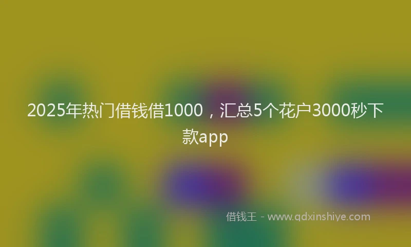 2025年热门借钱借1000，汇总5个花户3000秒下款app