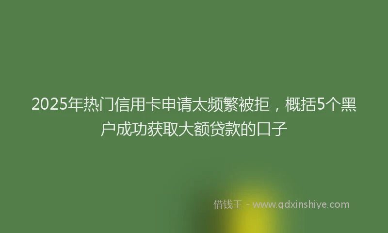 2025年热门信用卡申请太频繁被拒，概括5个黑户成功获取大额贷款的口子