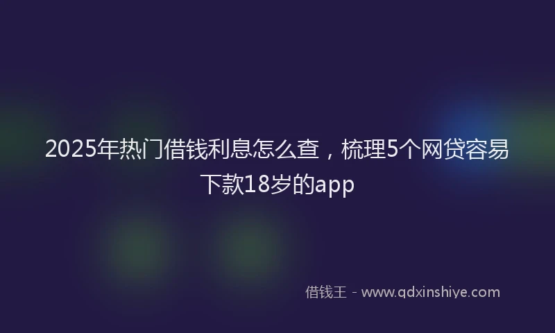 2025年热门借钱利息怎么查，梳理5个网贷容易下款18岁的app