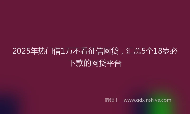2025年热门借1万不看征信网贷，汇总5个18岁必下款的网贷平台