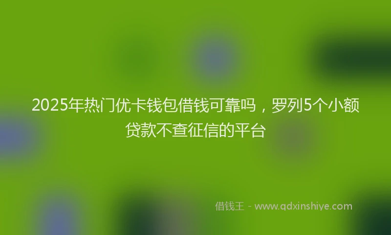 2025年热门优卡钱包借钱可靠吗，罗列5个小额贷款不查征信的平台