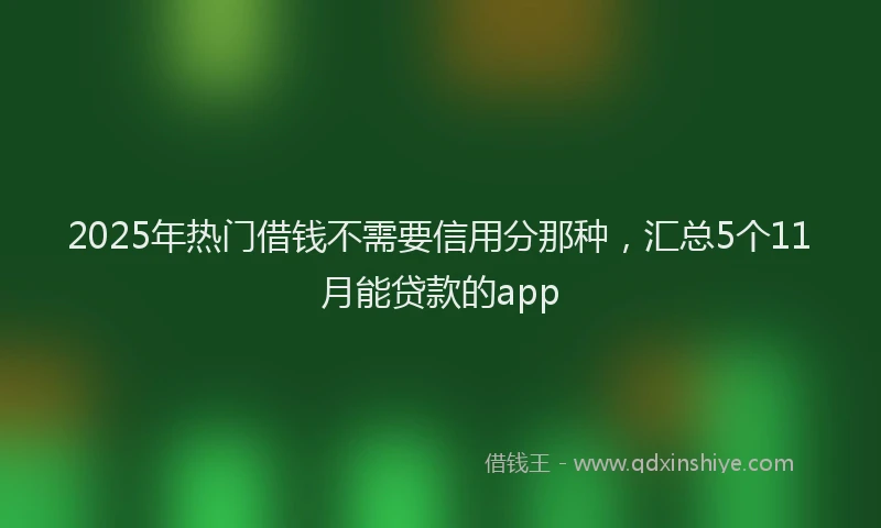 2025年热门借钱不需要信用分那种，汇总5个11月能贷款的app