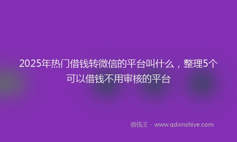 2025年热门借钱转微信的平台叫什么，整理5个可以借钱不用审核的平台