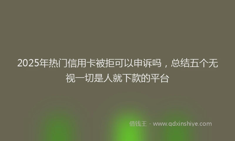 2025年热门信用卡被拒可以申诉吗，总结五个无视一切是人就下款的平台