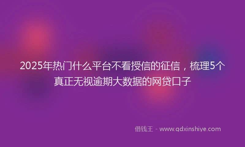 2025年热门什么平台不看授信的征信，梳理5个真正无视逾期大数据的网贷口子