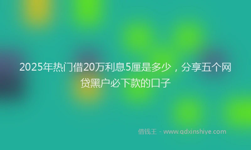 2025年热门借20万利息5厘是多少，分享五个网贷黑户必下款的口子