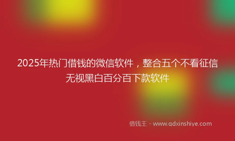 2025年热门借钱的微信软件，整合五个不看征信无视黑白百分百下款软件