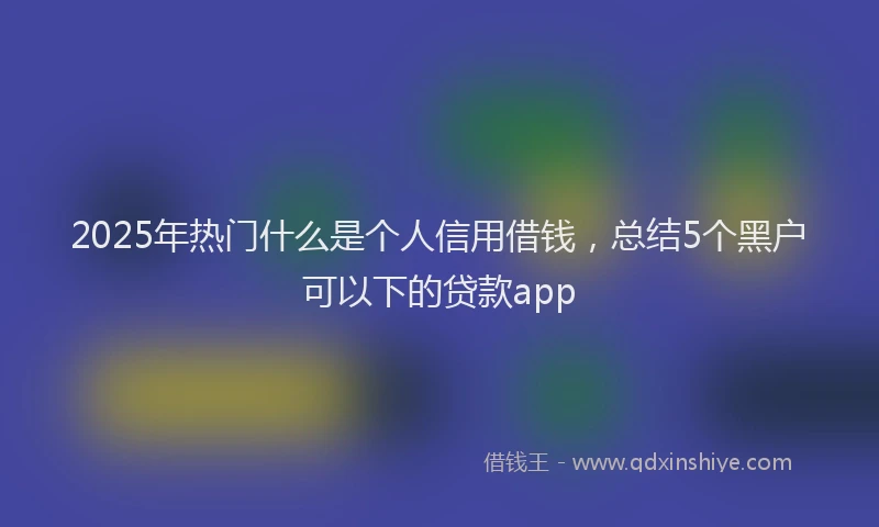 2025年热门什么是个人信用借钱，总结5个黑户可以下的贷款app