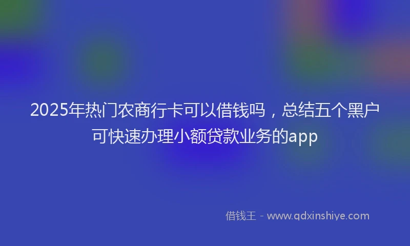 2025年热门农商行卡可以借钱吗，总结五个黑户可快速办理小额贷款业务的app