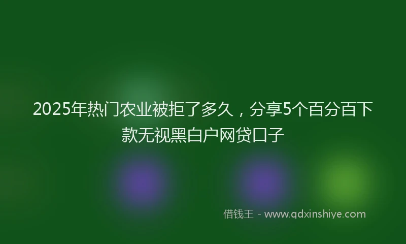 2025年热门农业被拒了多久，分享5个百分百下款无视黑白户网贷口子
