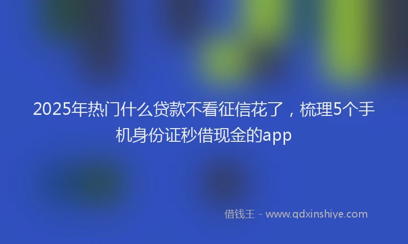 2025年热门什么贷款不看征信花了，梳理5个手机身份证秒借现金的app