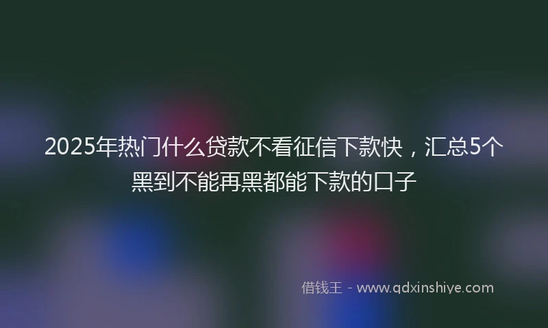 2025年热门什么贷款不看征信下款快，汇总5个黑到不能再黑都能下款的口子