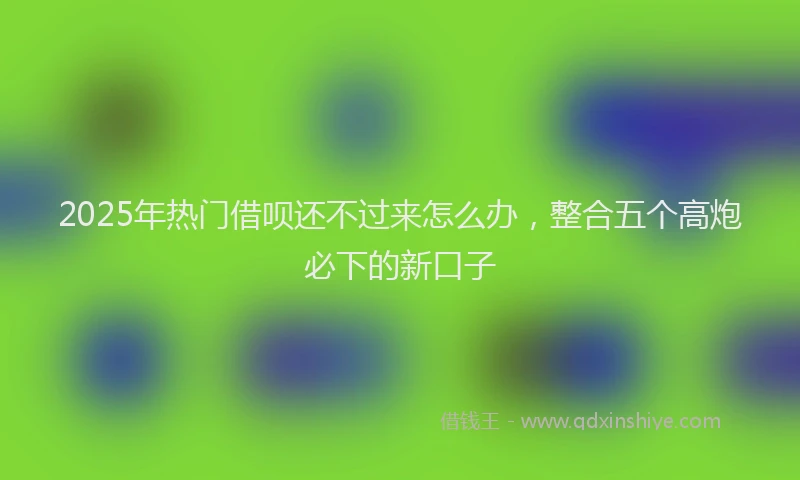 2025年热门借呗还不过来怎么办，整合五个高炮必下的新口子