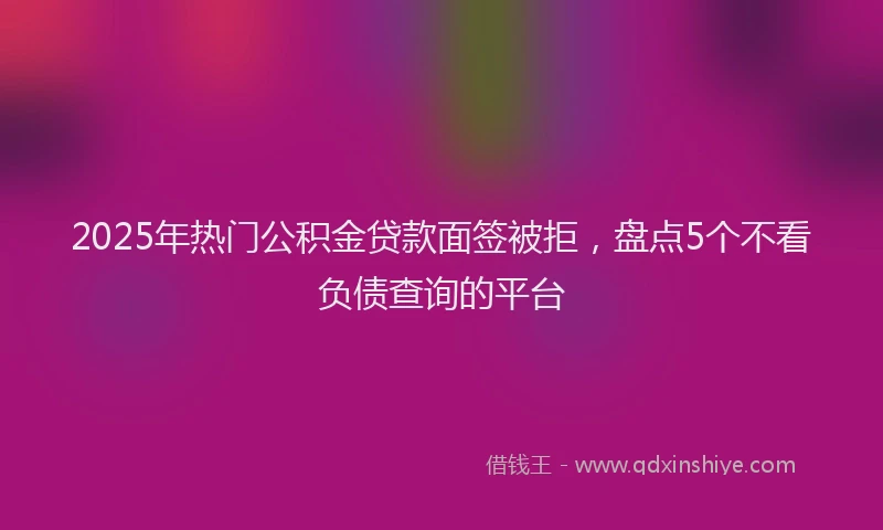 2025年热门公积金贷款面签被拒，盘点5个不看负债查询的平台