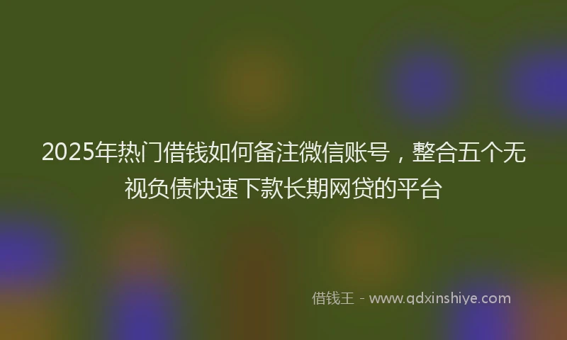 2025年热门借钱如何备注微信账号，整合五个无视负债快速下款长期网贷的平台
