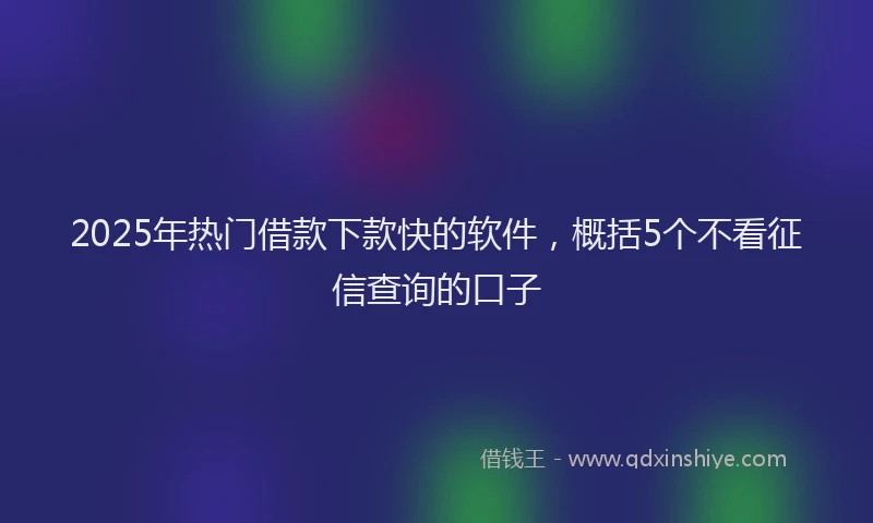 2025年热门借款下款快的软件，概括5个不看征信查询的口子