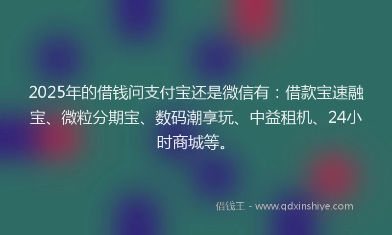 2025年的借钱问支付宝还是微信有：借款宝速融宝、微粒分期宝、数码潮享玩、中益租机、24小时商城等。