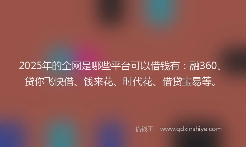 2025年的全网是哪些平台可以借钱有：融360、贷你飞快借、钱来花、时代花、借贷宝易等。