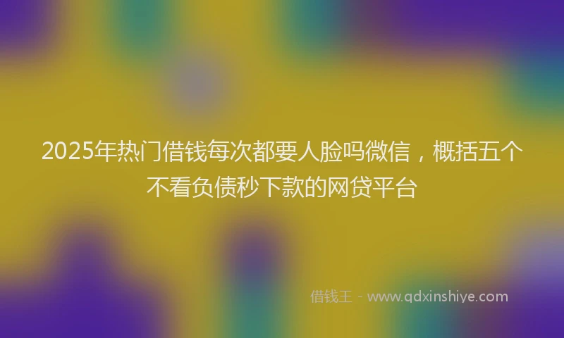 2025年热门借钱每次都要人脸吗微信，概括五个不看负债秒下款的网贷平台