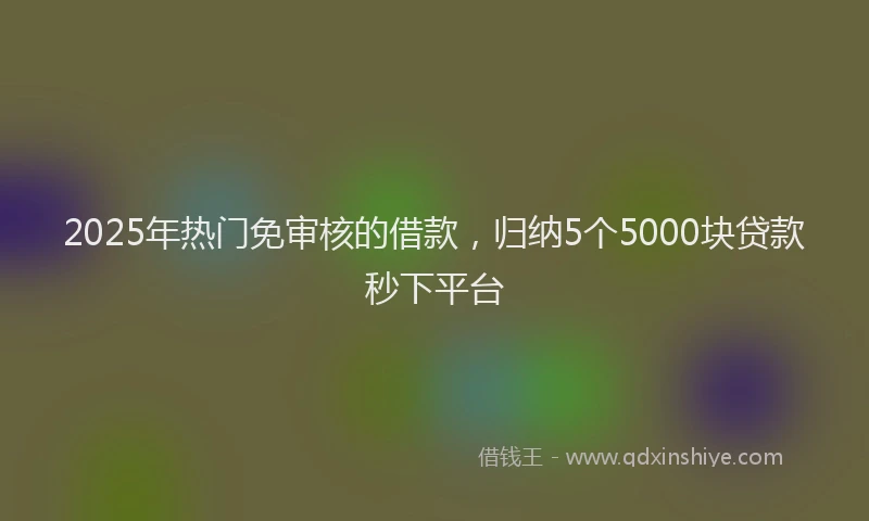 2025年热门免审核的借款，归纳5个5000块贷款秒下平台