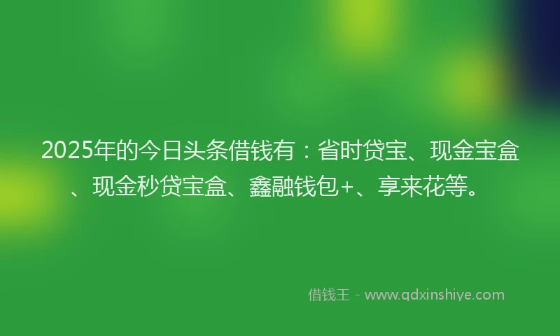 2025年的今日头条借钱有：省时贷宝、现金宝盒、现金秒贷宝盒、鑫融钱包+、享来花等。