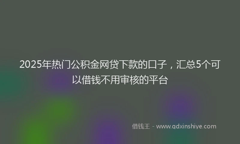2025年热门公积金网贷下款的口子，汇总5个可以借钱不用审核的平台