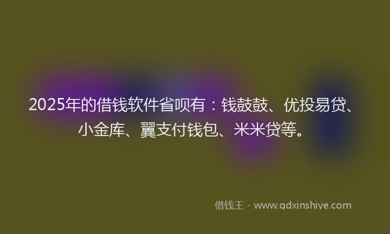 2025年的借钱软件省呗有：钱鼓鼓、优投易贷、小金库、翼支付钱包、米米贷等。