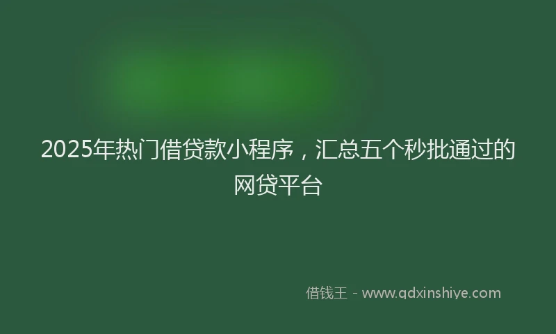 2025年热门借贷款小程序，汇总五个秒批通过的网贷平台
