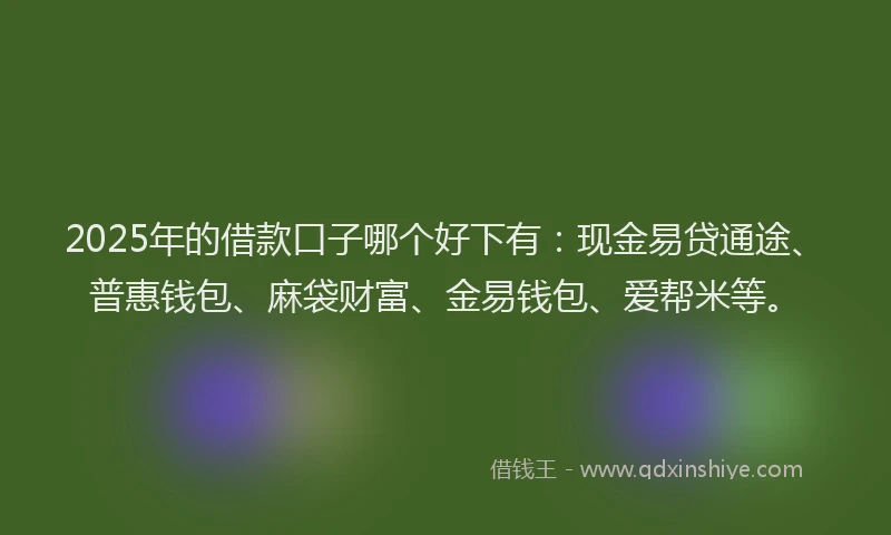 2025年的借款口子哪个好下有：现金易贷通途、普惠钱包、麻袋财富、金易钱包、爱帮米等。