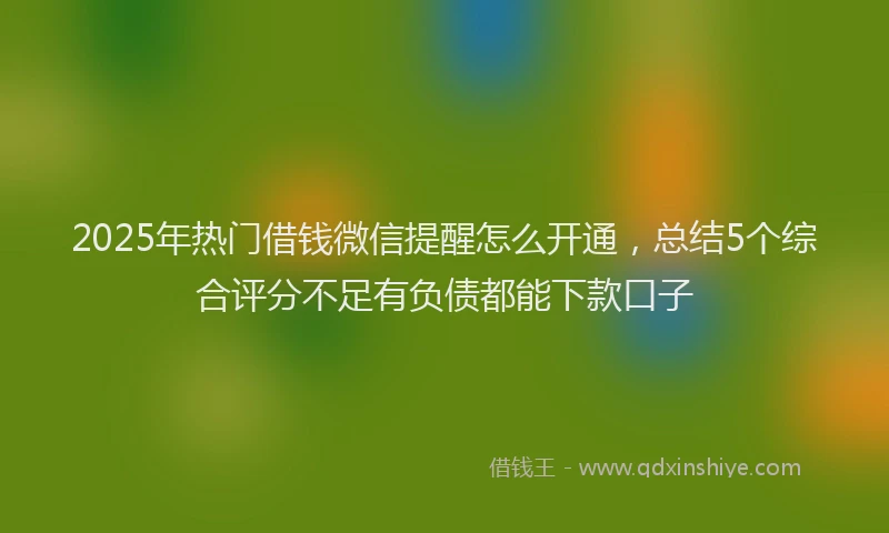 2025年热门借钱微信提醒怎么开通，总结5个综合评分不足有负债都能下款口子