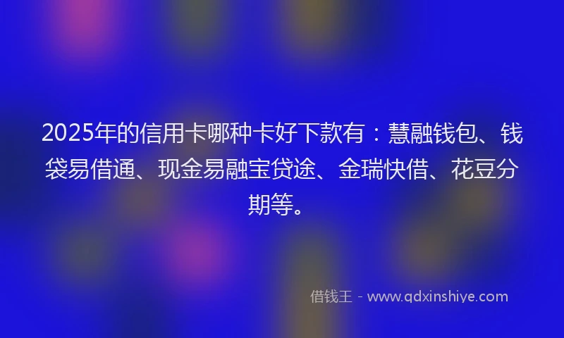 2025年的信用卡哪种卡好下款有：慧融钱包、钱袋易借通、现金易融宝贷途、金瑞快借、花豆分期等。