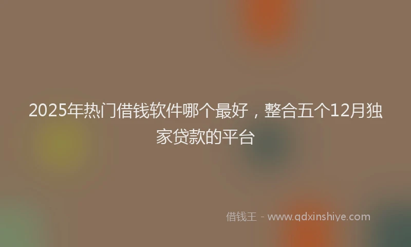 2025年热门借钱软件哪个最好，整合五个12月独家贷款的平台