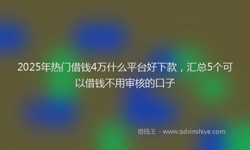 2025年热门借钱4万什么平台好下款，汇总5个可以借钱不用审核的口子
