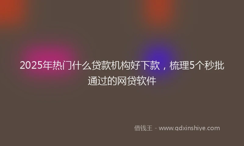 2025年热门什么贷款机构好下款，梳理5个秒批通过的网贷软件