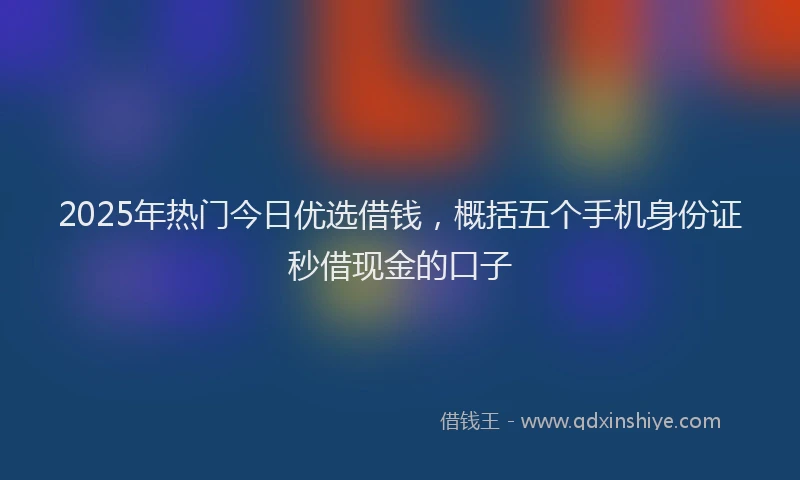 2025年热门今日优选借钱，概括五个手机身份证秒借现金的口子