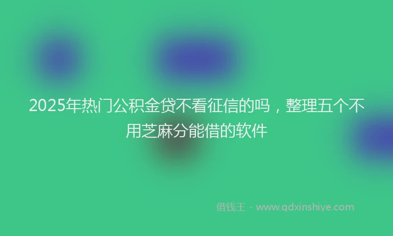 2025年热门公积金贷不看征信的吗，整理五个不用芝麻分能借的软件