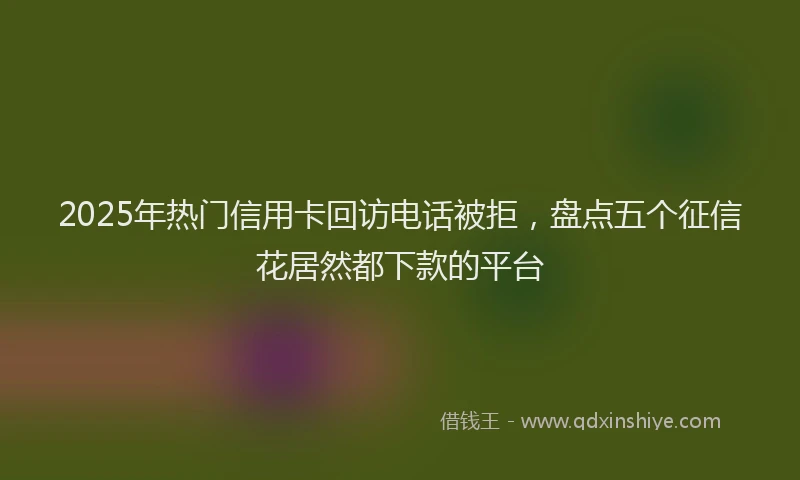 2025年热门信用卡回访电话被拒，盘点五个征信花居然都下款的平台