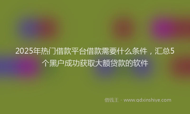 2025年热门借款平台借款需要什么条件，汇总5个黑户成功获取大额贷款的软件