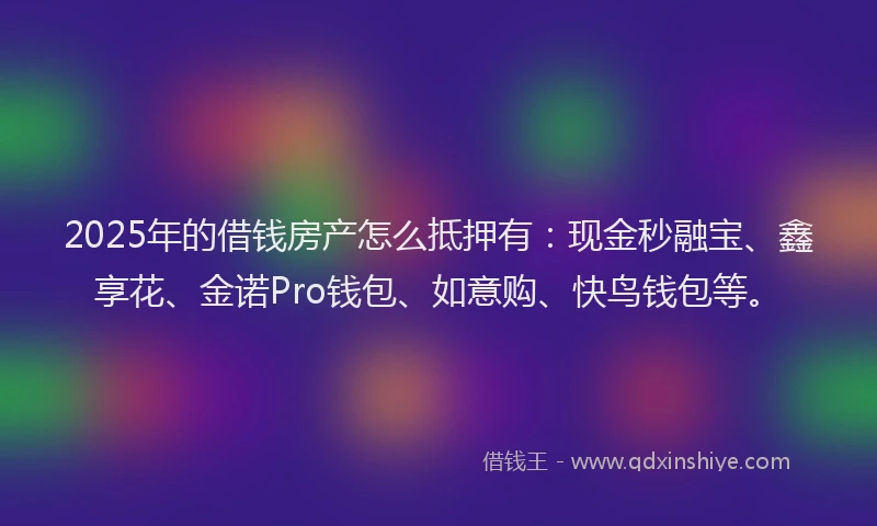 2025年的借钱房产怎么抵押有：现金秒融宝、鑫享花、金诺Pro钱包、如意购、快鸟钱包等。