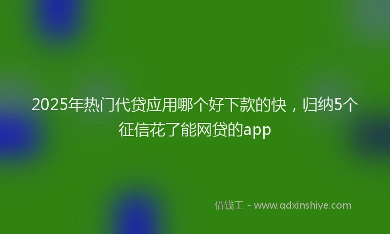 2025年热门代贷应用哪个好下款的快，归纳5个征信花了能网贷的app