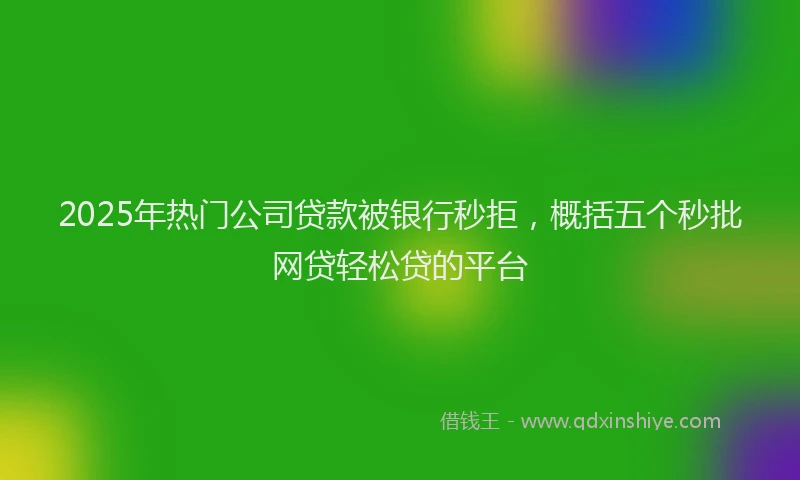 2025年热门公司贷款被银行秒拒，概括五个秒批网贷轻松贷的平台